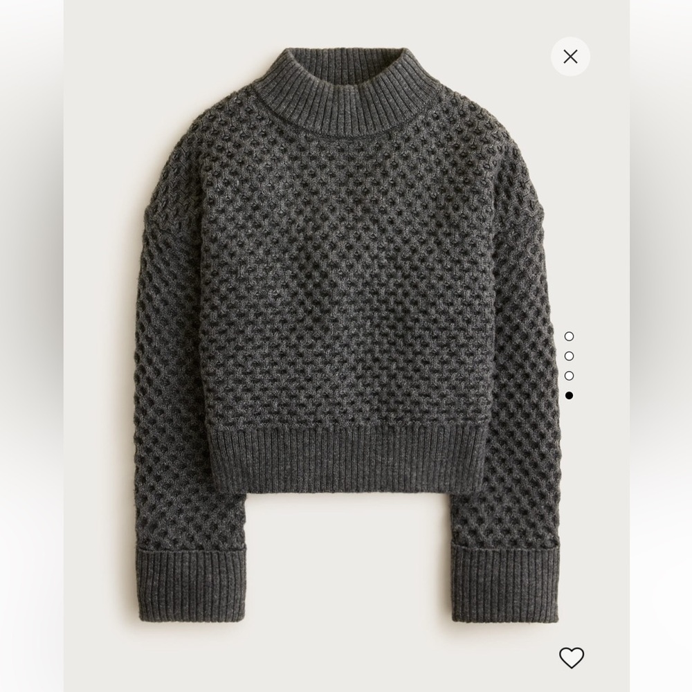 NWOT j. Crew honeycomb mock neck gray sweater